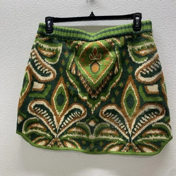 Farm Rio Women's Pineapple Ikat Knit Mini Skirt Green Size XL | Vibrant Tropical - Picture 5 of 10